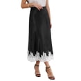 thumbnail image 1 of INSPIRE CHIC Lace Satin Skirt for Women's High Waist A-Line Silk Cocktail Elegant Wedding Midi Dress S Black, 1 of 6