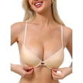 thumbnail image 1 of INSPIRE CHIC Lace Trim Push Up Bra for Women Plunge Underwire Full Coverage Bralette Cleavage Support Bras with Adjustable Straps Apricot 38 B, 1 of 4