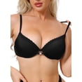 thumbnail image 1 of INSPIRE CHIC Lace Trim Push Up Bra for Women Plunge Underwire Full Coverage Bralette Cleavage Support Bras with Adjustable Straps Black 38 C, 1 of 4