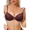 thumbnail image 1 of INSPIRE CHIC Lace Trim Push Up Bra for Women Plunge Underwire Full Coverage Bralette Cleavage Support Bras with Adjustable Straps Brown 34 B, 1 of 4