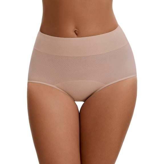 INSPIRE CHIC Leak Proof Briefs for Women's Cotton High Waist Elastic Waistband Full Coverage Tummy Control Underwear S Pink
