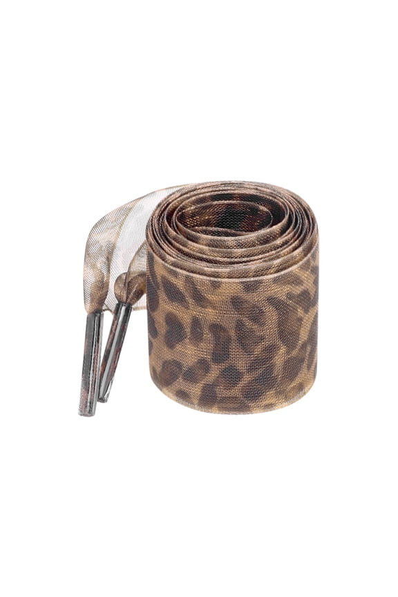 Leopard Print Ribbon Shoe Laces Pattern Flat Wide Lace Shoelaces for Sneakers Brown 80×2.5cm/31.5"×1"