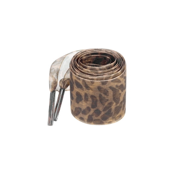 INSPIRE CHIC Leopard Print Ribbon Shoe Laces Pattern Flat Wide Lace Shoelaces for Sneakers Brown 80×2.5cm/31.5"×1"
