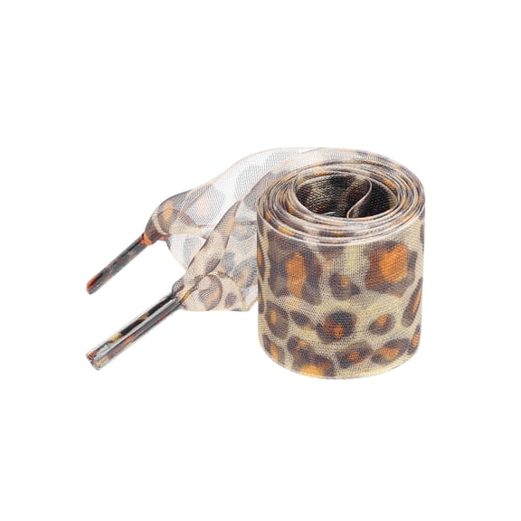 INSPIRE CHIC Leopard Print Ribbon Shoe Laces Pattern Flat Wide Lace Shoelaces for Sneakers Yellow Brown 160×2.5cm/63"×1"
