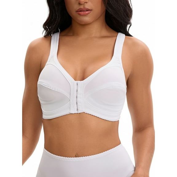 INSPIRE CHIC Lingerie Sets for Women Front Closure Wirefree Bras and Mid-Waisted Full Coverage Briefs 3XL White
