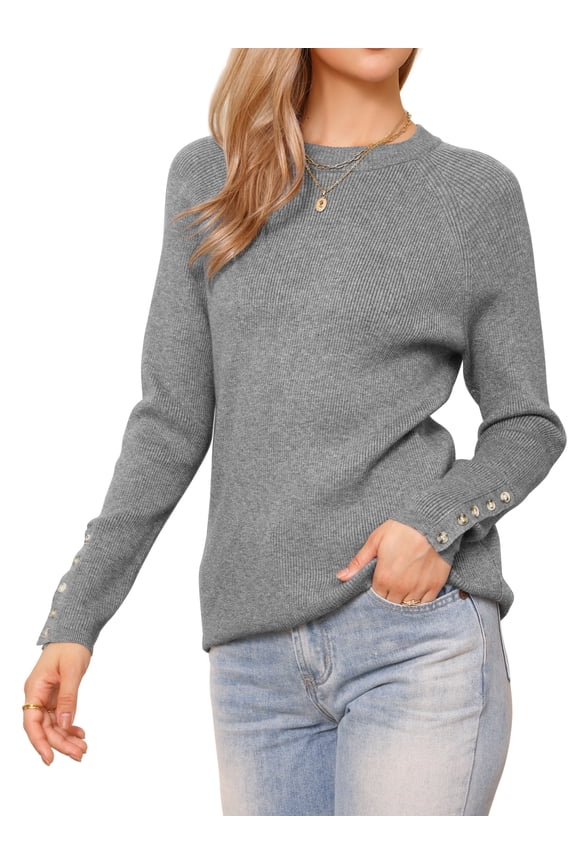 Long Raglan Sleeves Sweater Tops for Women 2025 Fall Winter Ribbed Knit Basic t Shirt Outfits XS Grey