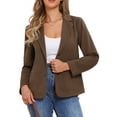 thumbnail image 1 of INSPIRE CHIC Long Sleeve Blazer for Women's Notched Lapel Vintage Work Office Suit Jackets with Pocket XS Brown, 1 of 2