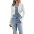 thumbnail image 1 of INSPIRE CHIC Long Sleeve Cropped Cardigan Sweaters for Women Open Front Bolero Shrug for Dresses XL White, 1 of 6