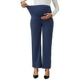 thumbnail image 1 of INSPIRE CHIC Women's Wide Leg Maternity Pants Over the Belly Elastic Stretch Pregnancy Trousers with Pockets Navy Blue Medium, 1 of 6