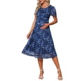 thumbnail image 1 of INSPIRE CHIC Women's Maternity Flowy Floral Dress Midi Formal Casual Pregnancy Dress 2026 Summer 2XL Black Dress & Blue Flower, 1 of 5