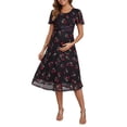 thumbnail image 1 of INSPIRE CHIC Women's Maternity Flowy Floral Dress Midi Formal Casual Pregnancy Dress 2026 Summer M Black Dress & Red Rose, 1 of 6