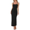 thumbnail image 1 of INSPIRE CHIC Maxi Bodycon Dress for Women's Elastic Spaghetti Strap 2025 Slit Party Club Long Dresses XS Black, 1 of 6