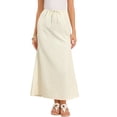thumbnail image 1 of INSPIRE CHIC Maxi Skirt for Women Casual Fishtail Elastic Waist Drawstring Back Slit Long Flared Skirts XS Beige, 1 of 6