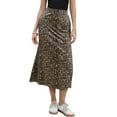 thumbnail image 1 of INSPIRE CHIC Maxi Skirt for Women's Leopard Print Elastic High Waisted Fishtail Long Skirts XS Brown, 1 of 6