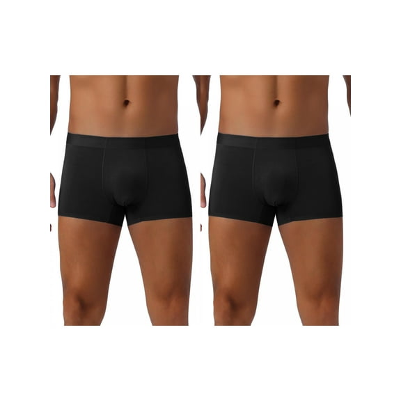 NOMADIC NOOK Men's 2 Pack Soft Elastic Waist Solid Color Regular Fit Basic Boxer Briefs 28 2 Black