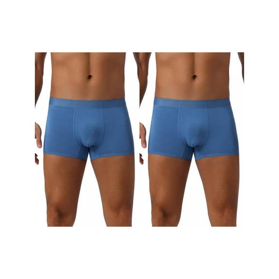 NOMADIC NOOK Men's 2 Pack Soft Elastic Waist Solid Color Regular Fit Basic Boxer Briefs 28 2 Blue