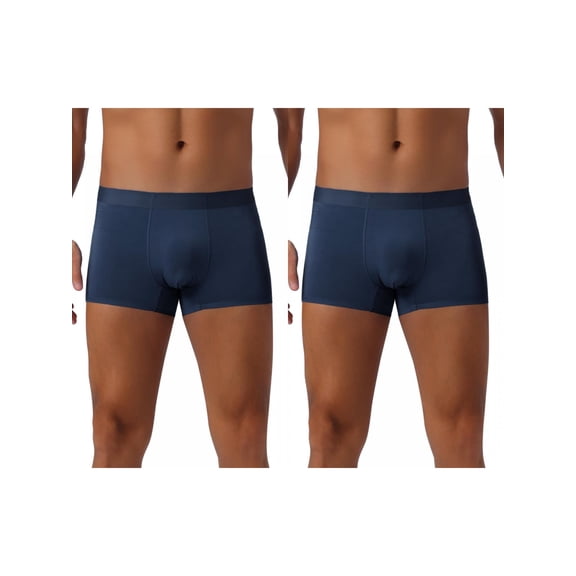 NOMADIC NOOK Men's 2 Pack Soft Elastic Waist Solid Color Regular Fit Basic Boxer Briefs 36 2 Dark Blue