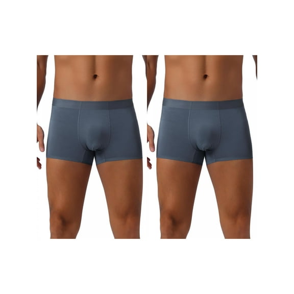 NOMADIC NOOK Men's 2 Pack Soft Elastic Waist Solid Color Regular Fit Basic Boxer Briefs 36 2 Dark Gray