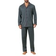 thumbnail image 1 of INSPIRE CHIC Men's 2 Pieces Long Sleeve Button Down Pocket Pattern Pajamas Set M Dark Blue, 1 of 5