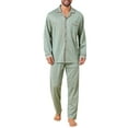 thumbnail image 1 of INSPIRE CHIC Men's 2 Pieces Long Sleeve Button Down Pocket Pattern Pajamas Set M Light Green, 1 of 5