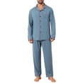 thumbnail image 1 of INSPIRE CHIC Men's 2 Pieces Long Sleeve Solid Color Button Down Casual Pajamas Set M Gray Blue, 1 of 5