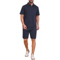 thumbnail image 1 of INSPIRE CHIC Men's 2 Pieces Sets Polo Shirt & Drawstring Shorts Textured Outfits S Navy Blue, 1 of 4