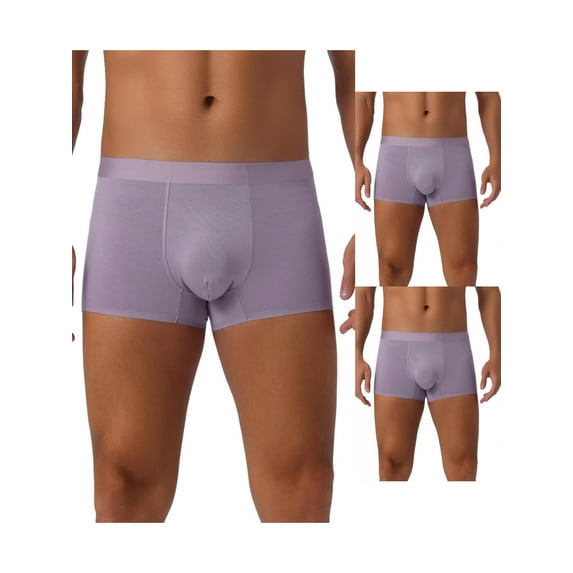NOMADIC NOOK Men's 3 Pack Soft Elastic Waist Solid Color Regular Fit Basic Boxer Briefs 30 3 Purple