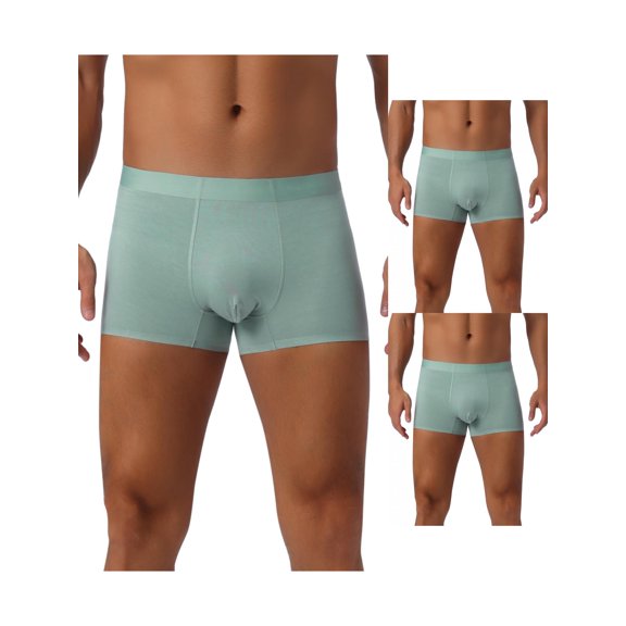 NOMADIC NOOK Men's 3 Pack Soft Elastic Waist Solid Color Regular Fit Basic Boxer Briefs 32 3 Light Green