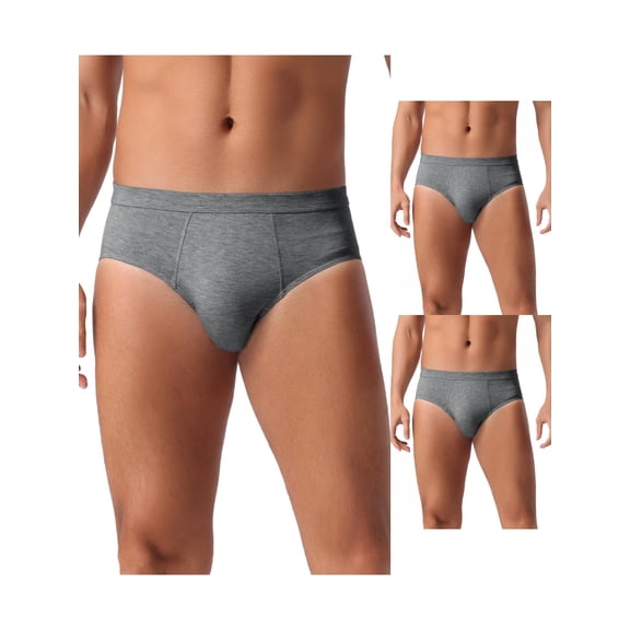 NOMADIC NOOK Men's 3 Pack Underwear Solid Color Elastic Waist Soft Comfortable Briefs 32 3 Dark Gray