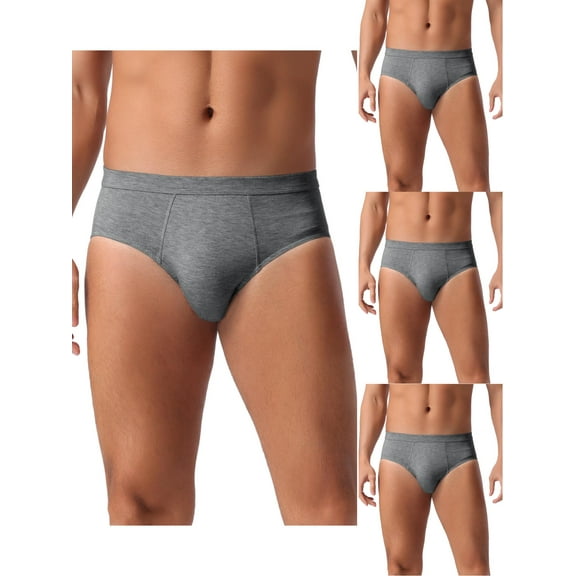 NOMADIC NOOK Men's 4 Pack Underwear Solid Color Elastic Waist Soft Comfortable Briefs 32 4 Dark Gray
