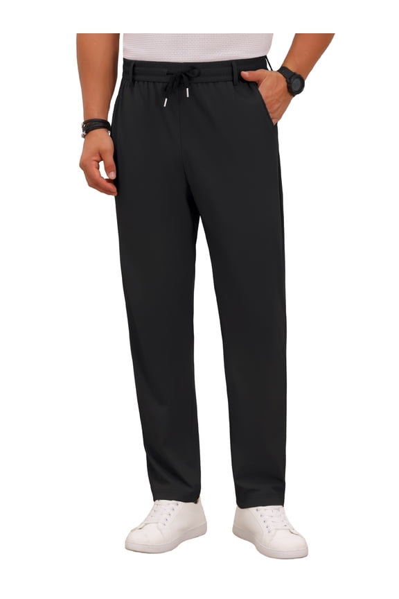Men's Athletic Sweatpants Lightweight Quick Dry Mesh Workout Pants 34 Black