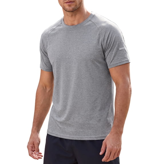 INSPIRE CHIC Men's Athletic T-Shirt Short Sleeve Crew Neck Running T-Shirts S Gray
