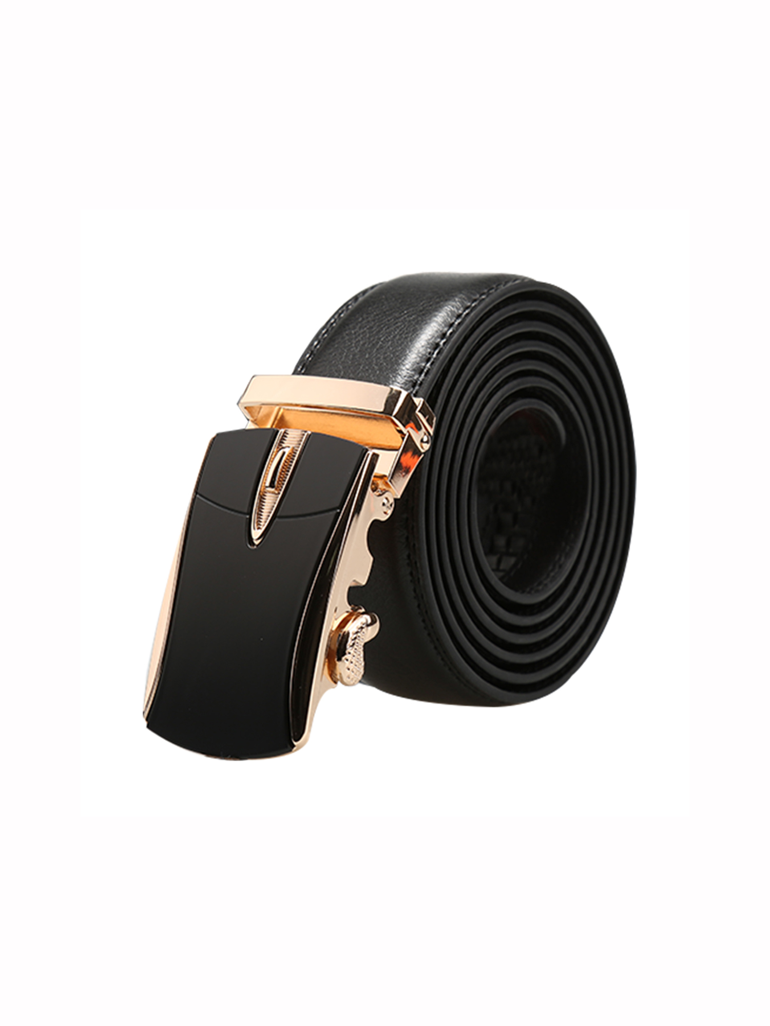 INSPIRE CHIC Men's Automatic Buckle Ratchet Business Dress Leather Belt Gold  Curve 53 1/8-55 7/8" - Walmart.com