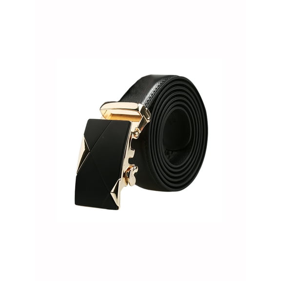 INSPIRE CHIC Men's Automatic Buckle Ratchet Business Dress Leather Belt Gold Geometric 58 5/8-61 3/8"