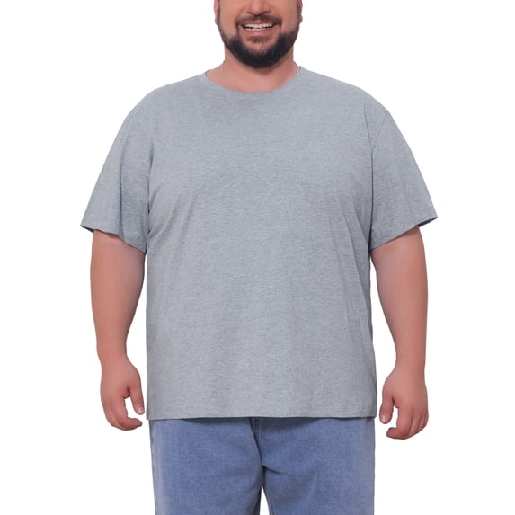 INSPIRE CHIC Men's Big & Tall Crew Neck Short Sleeves Plain Casual T-Shirts 5XL Light Gray