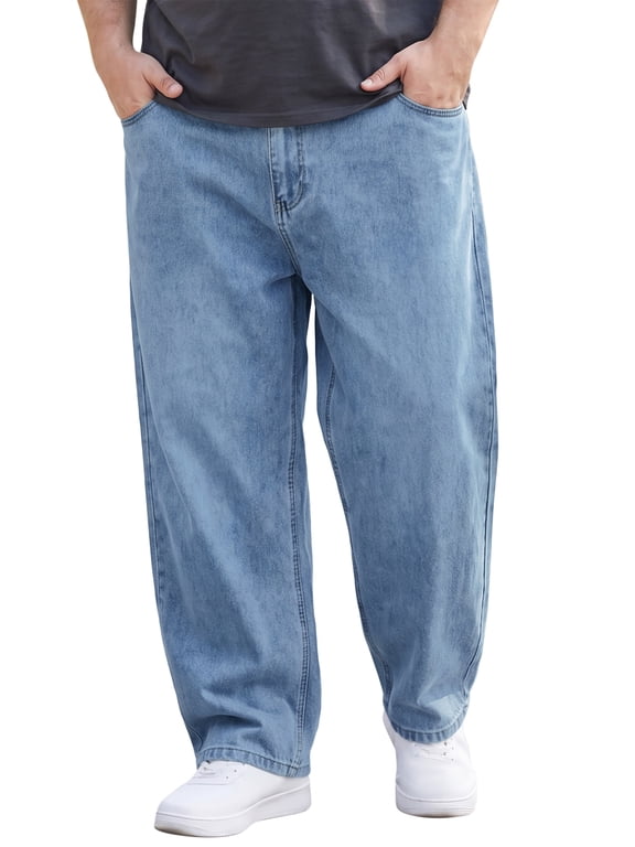 Men's Big & Tall Jeans Casual Stretch Denim Pants 3XL Light Blue