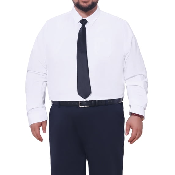 INSPIRE CHIC Men's Big & Tall Long Sleeve Button Down Formal Shirt with Chest Pocket XL White