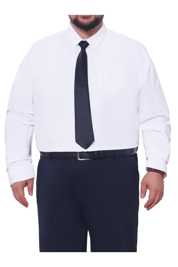 Men's Big & Tall Long Sleeve Button Down Formal Shirt with Chest Pocket XL White