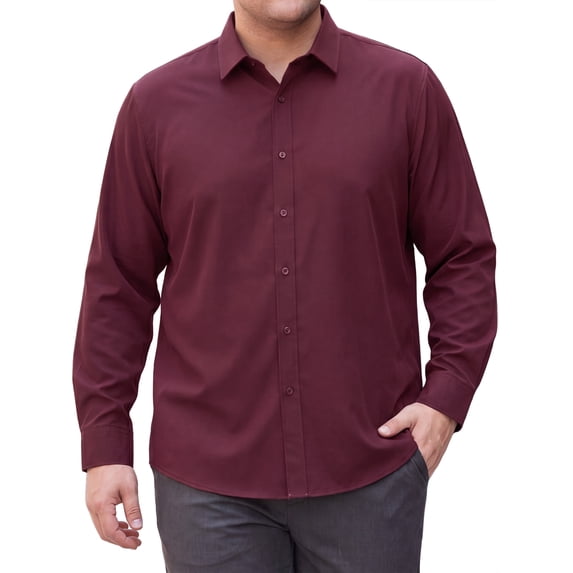 INSPIRE CHIC Men's Big & Tall Shirt Long Sleeve Button Down Casual Dress Shirts 2XL Burgundy