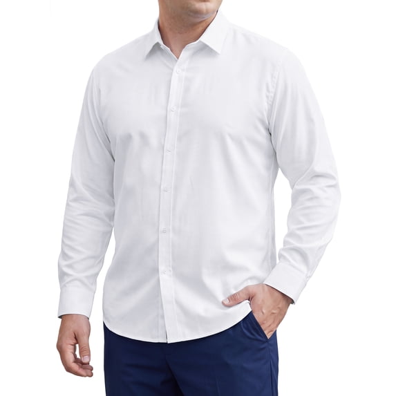 INSPIRE CHIC Men's Big & Tall Shirt Long Sleeve Button Down Casual Dress Shirts 2XL White
