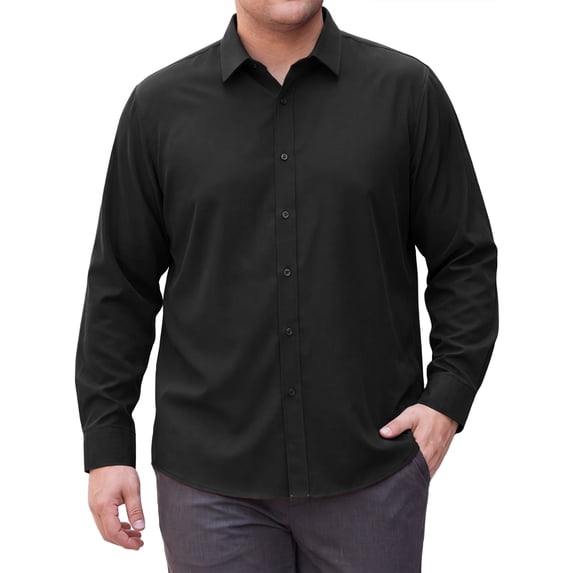INSPIRE CHIC Men's Big & Tall Shirt Long Sleeve Button Down Casual Dress Shirts 3XL Black