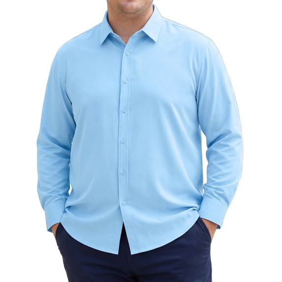 INSPIRE CHIC Men's Big & Tall Shirt Long Sleeve Button Down Casual Dress Shirts XL Blue