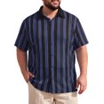 thumbnail image 1 of INSPIRE CHIC Men's Big & Tall Striped Button Down Short Sleeve Summer Shirts 5XL Purple, 1 of 5