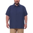 thumbnail image 1 of INSPIRE CHIC Men's Big & Tall Back to School Summer Button Down Short Sleeve Solid Color Vacation Beach Shirts 2XL Dark Blue, 1 of 5