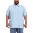 thumbnail image 1 of INSPIRE CHIC Men's Big & Tall Back to School Summer Button Down Short Sleeve Solid Color Vacation Beach Shirts 3XL Light Blue, 1 of 5