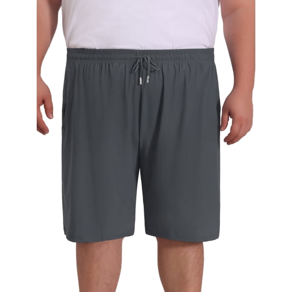 INSPIRE CHIC Men's Big & Tall Zipper Pockets Above Knee Drawstring Waist Sport Short Pants 4XL Gray