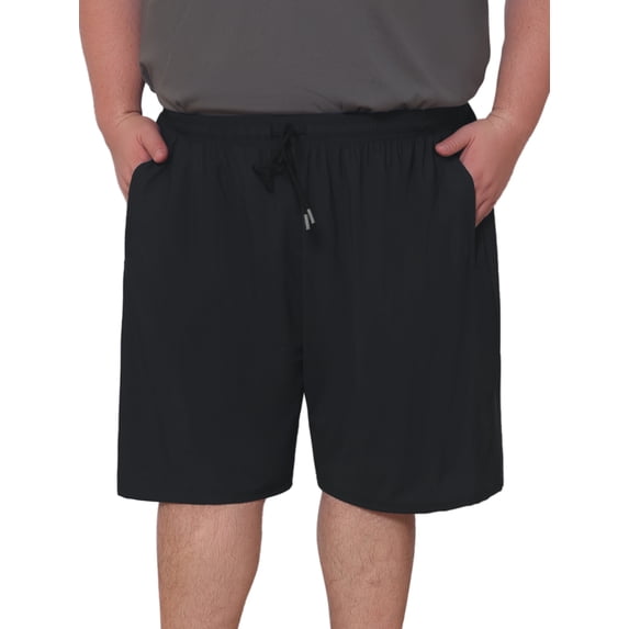 INSPIRE CHIC Men's Big & Tall Zipper Pockets Above Knee Drawstring Waist Sport Short Pants XL Black