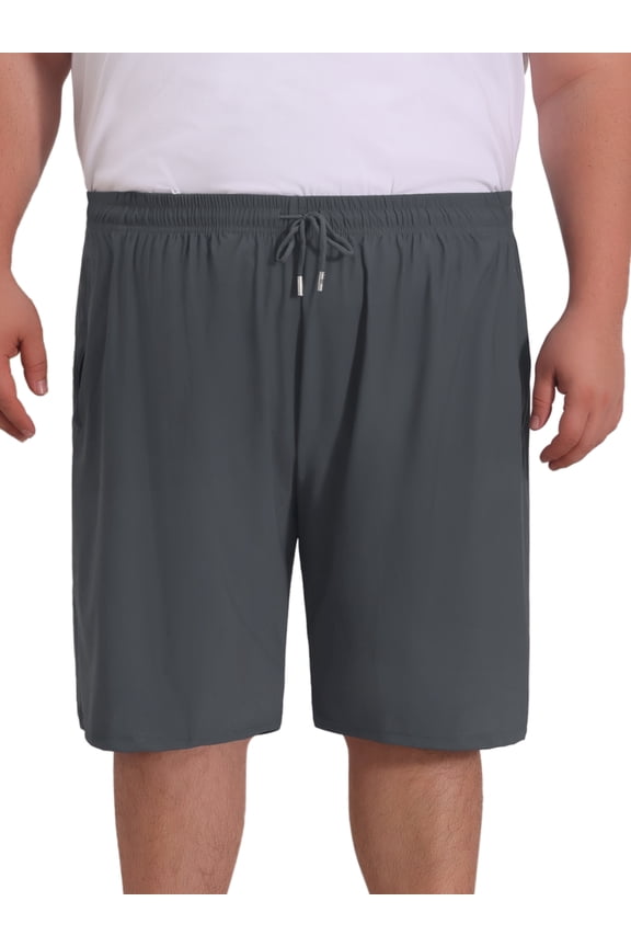Men's Big & Tall Zipper Pockets Above Knee Drawstring Waist Sport Short Pants XL Gray