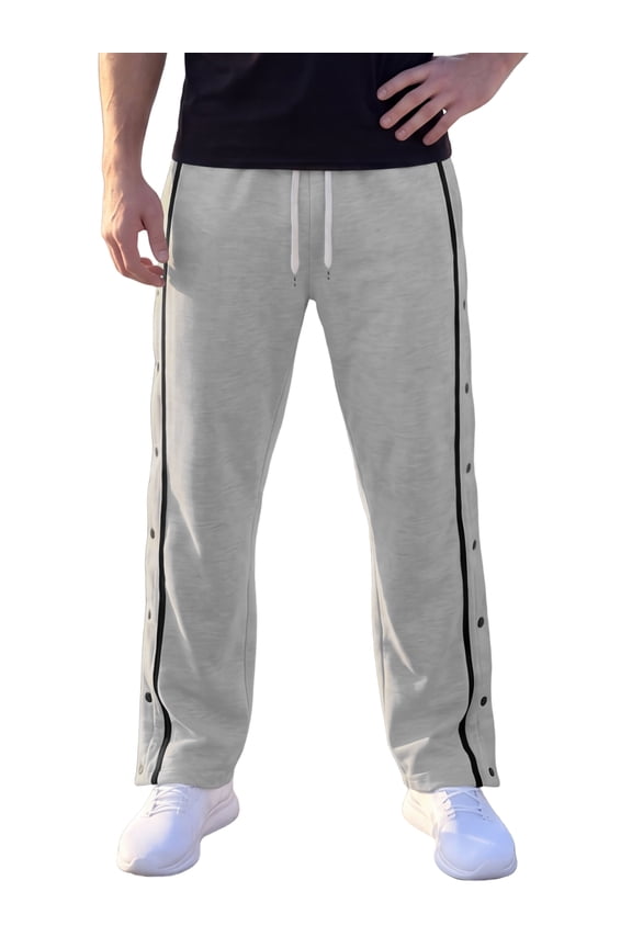 Men's Breakaway Pant Straight Leg Sweatpants with Side Snap Buttons 30 Gray