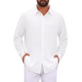 thumbnail image 1 of INSPIRE CHIC Men's Dress Shirt Textured Stripes Long Sleeve Button Down Shirt M White, 1 of 5
